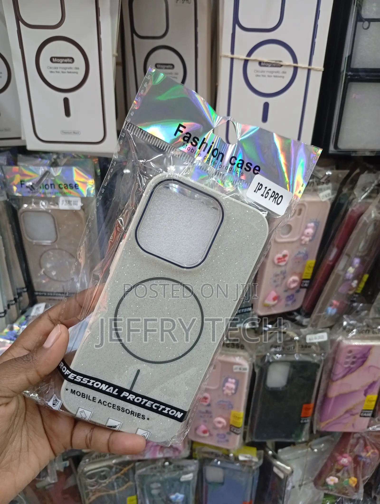 iPhone 16 Pro Glittery, Light-Colored Fashion Case