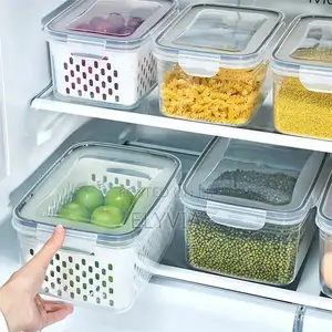 3 Piece Set Fridge Storage Container With Strainer