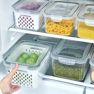 3 Piece Set Fridge Storage Container With Strainer