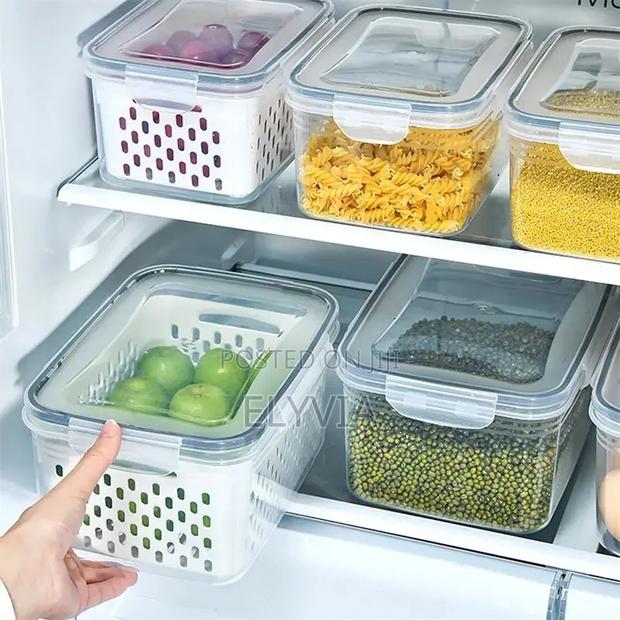3 Piece Set Fridge Storage Container With Strainer - thumbnail 2