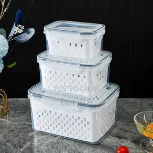 3 Piece Set Fridge Storage Container With Strainer