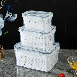 3 Piece Set Fridge Storage Container With Strainer