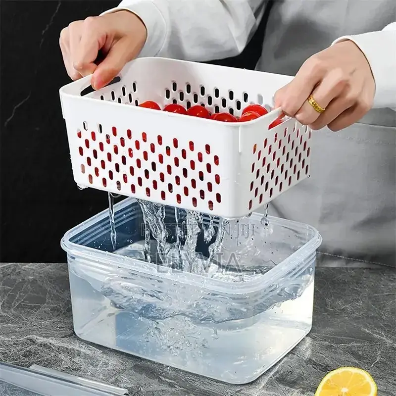 3 Piece Set Fridge Storage Container With Strainer