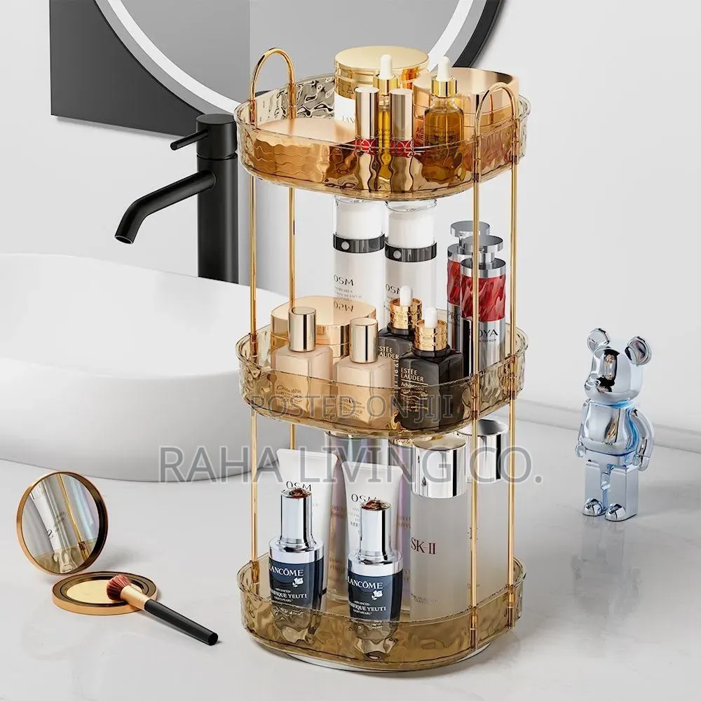 3 Layer 360° Rotating Makeup Storage Rack Organizer