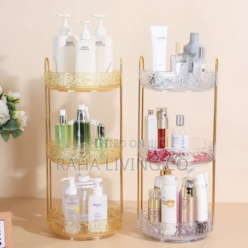 3 Layer 360° Rotating Makeup Storage Rack Organizer