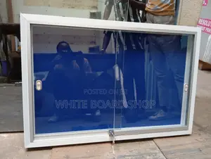 Aluminium Frame Sliding Glass Noticeboard 1.5m X 1m Display Solution-