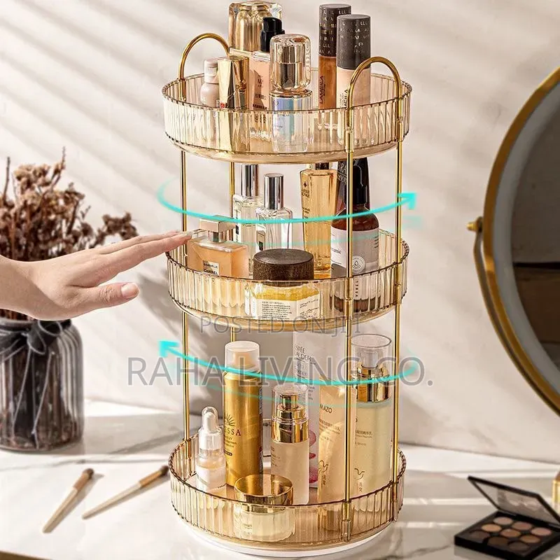 3 Layer 360° Rotating Makeup Storage Rack Organizer