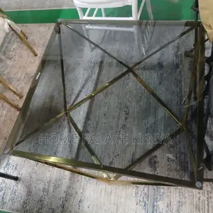 Coffee Table: Geometric Coffee Table With Gold Finished Frame