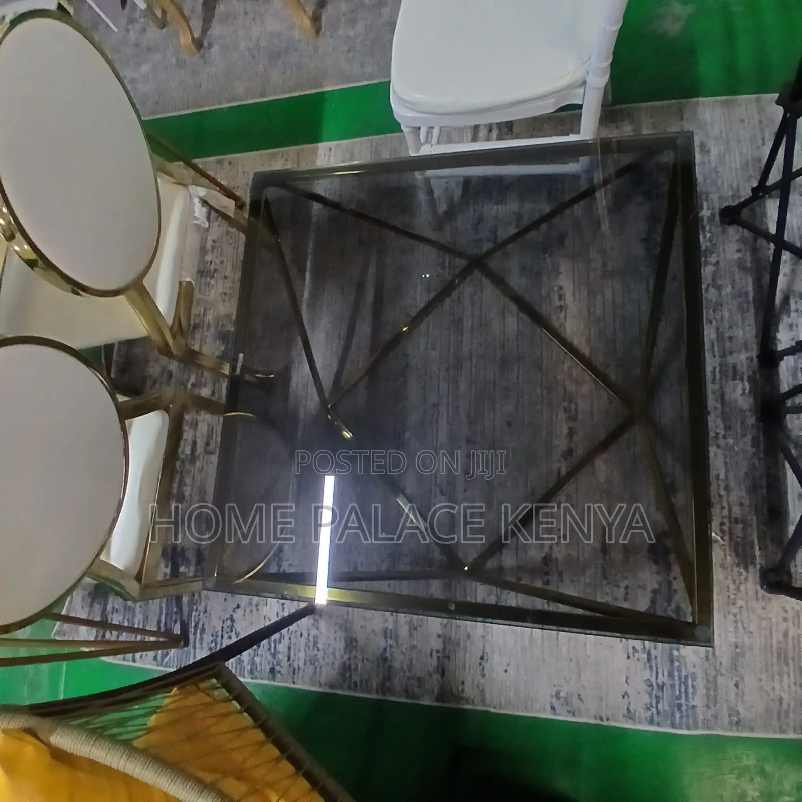 Coffee Table: Geometric Coffee Table With Gold Finished Frame