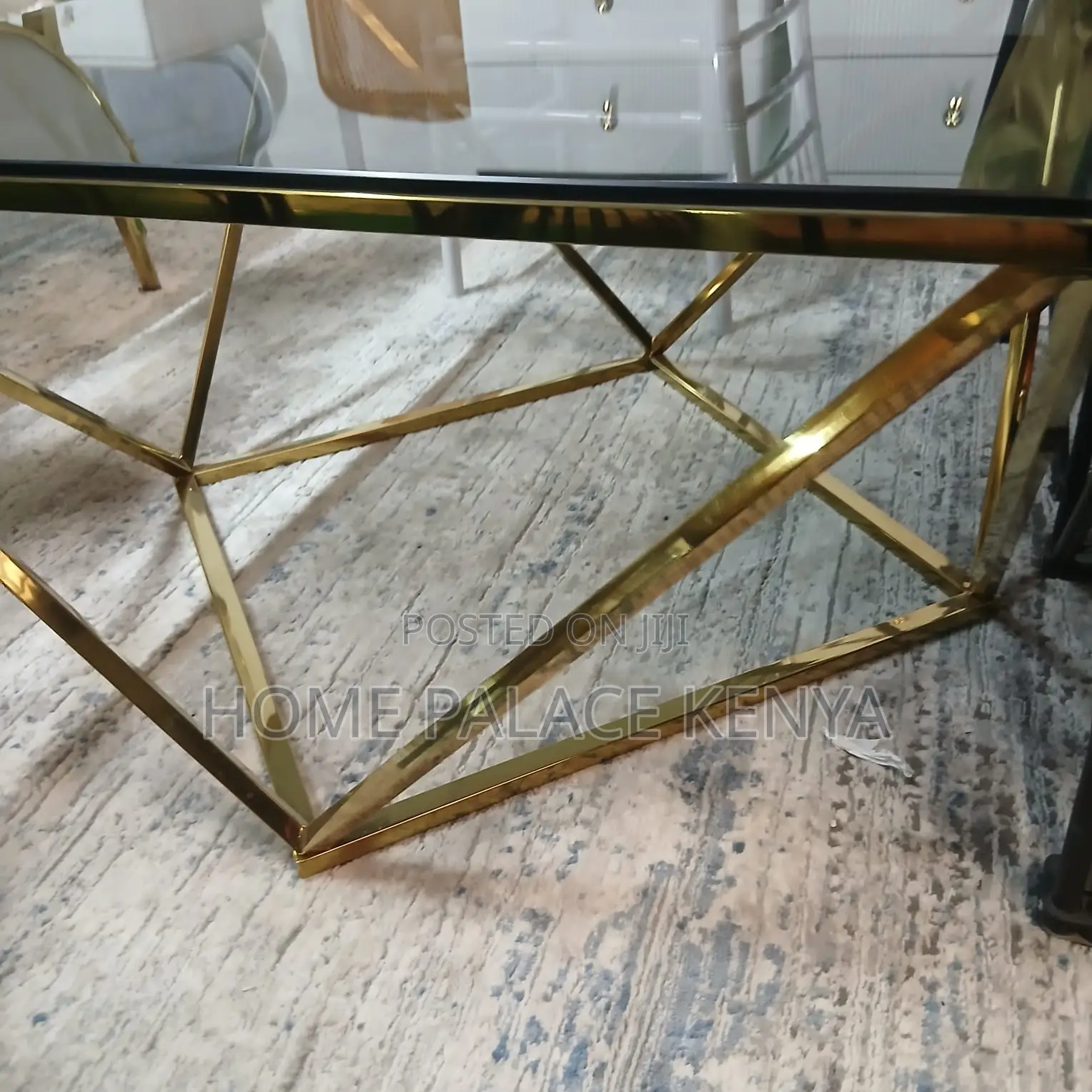 Coffee Table: Geometric Coffee Table With Gold Finished Frame