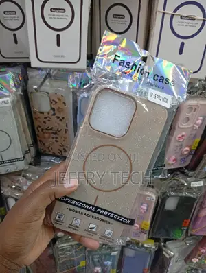 iPhone 15 Pro Max, Featuring a Beige Glitter Finish Cover