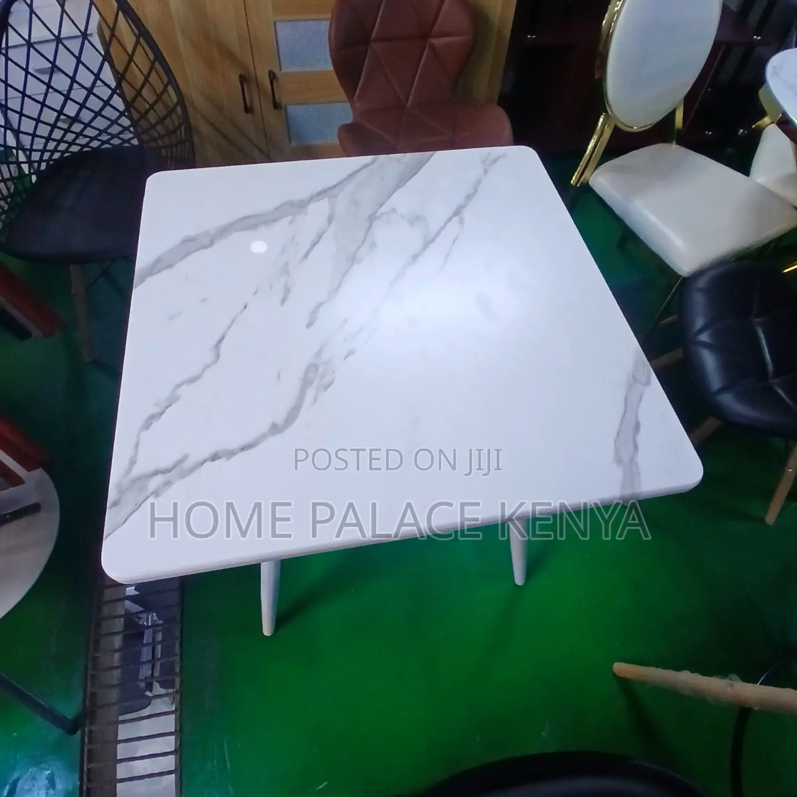 Dining Table: Square Particle Board Table With Marble Effect