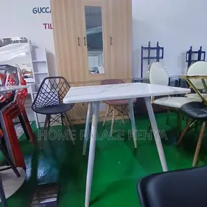 Dining Table: Square Particle Board Table With Marble Effect