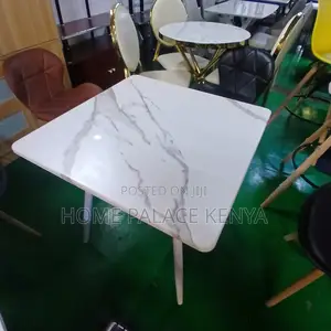 Dining Table: Square Particle Board Table With Marble Effect