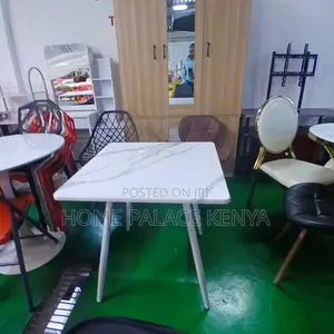 Dining Table: Square Particle Board Table With Marble Effect