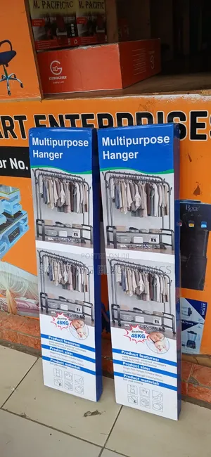 Adjustable Double Pole Clothing Rack With Bottom Shelf Maximize