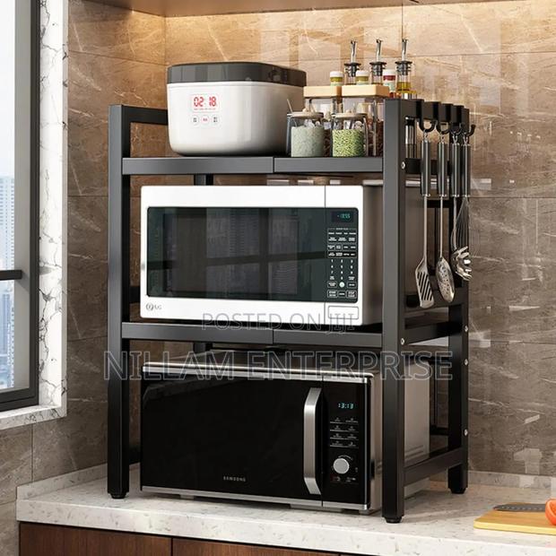 2 Tier Expandable Metallic High Quality Microwave Stand*