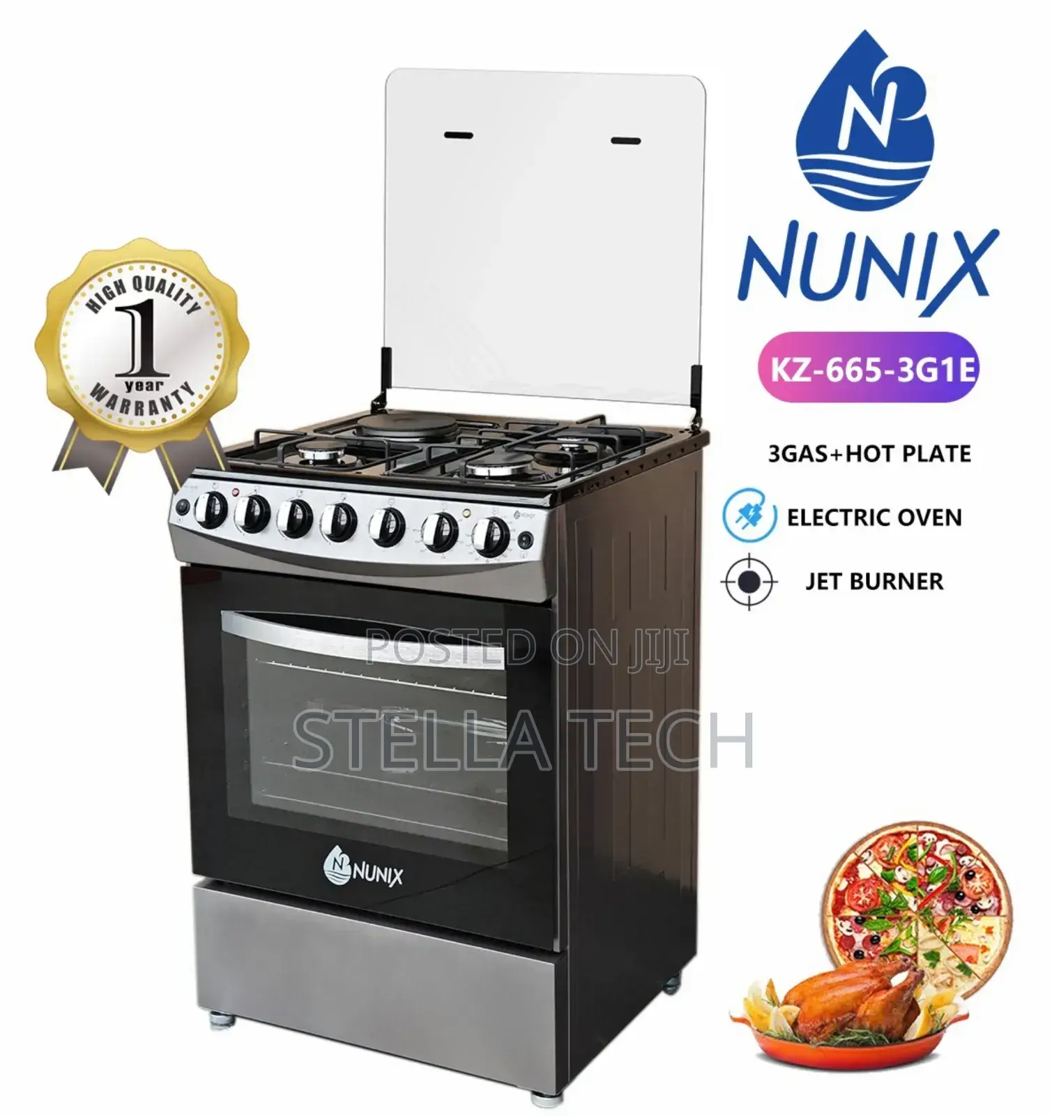 New Model Nunix Big 60×65 3+1 Freestanding Cooker