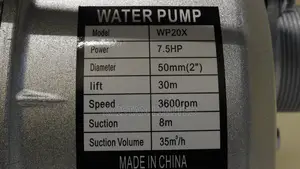 2 Inch Water Pump 7.5hp Petrol Engine – 30m Lift Wp20x