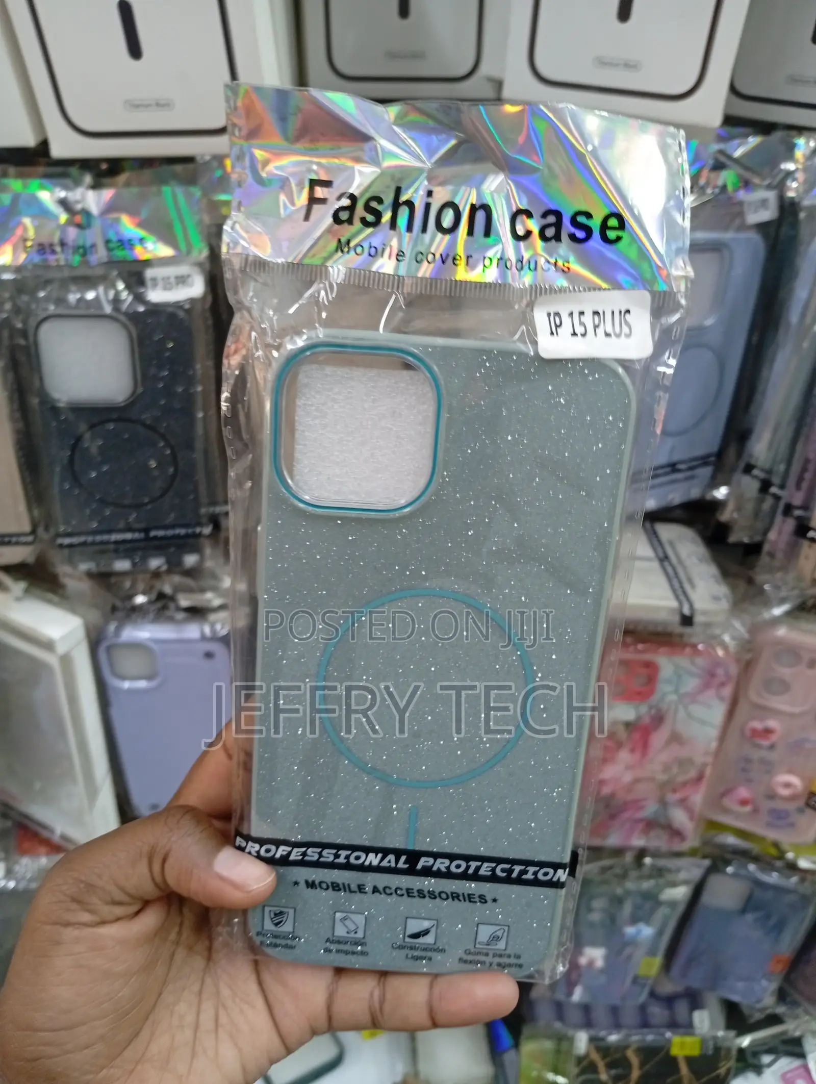 Ip 15 Plus Textured, Shimmering Glitter Overlay Cover