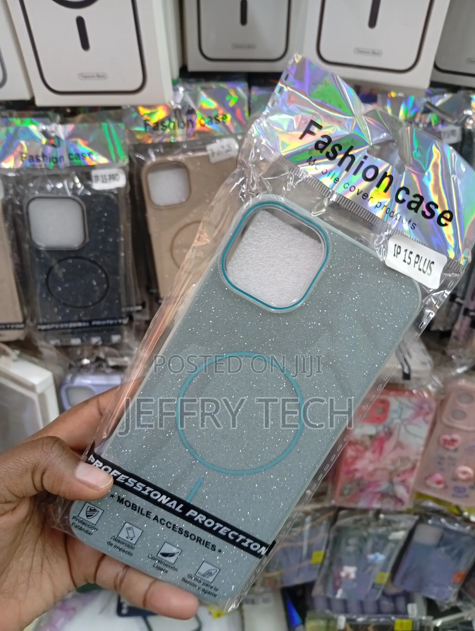 Ip 15 Plus Textured, Shimmering Glitter Overlay Cover