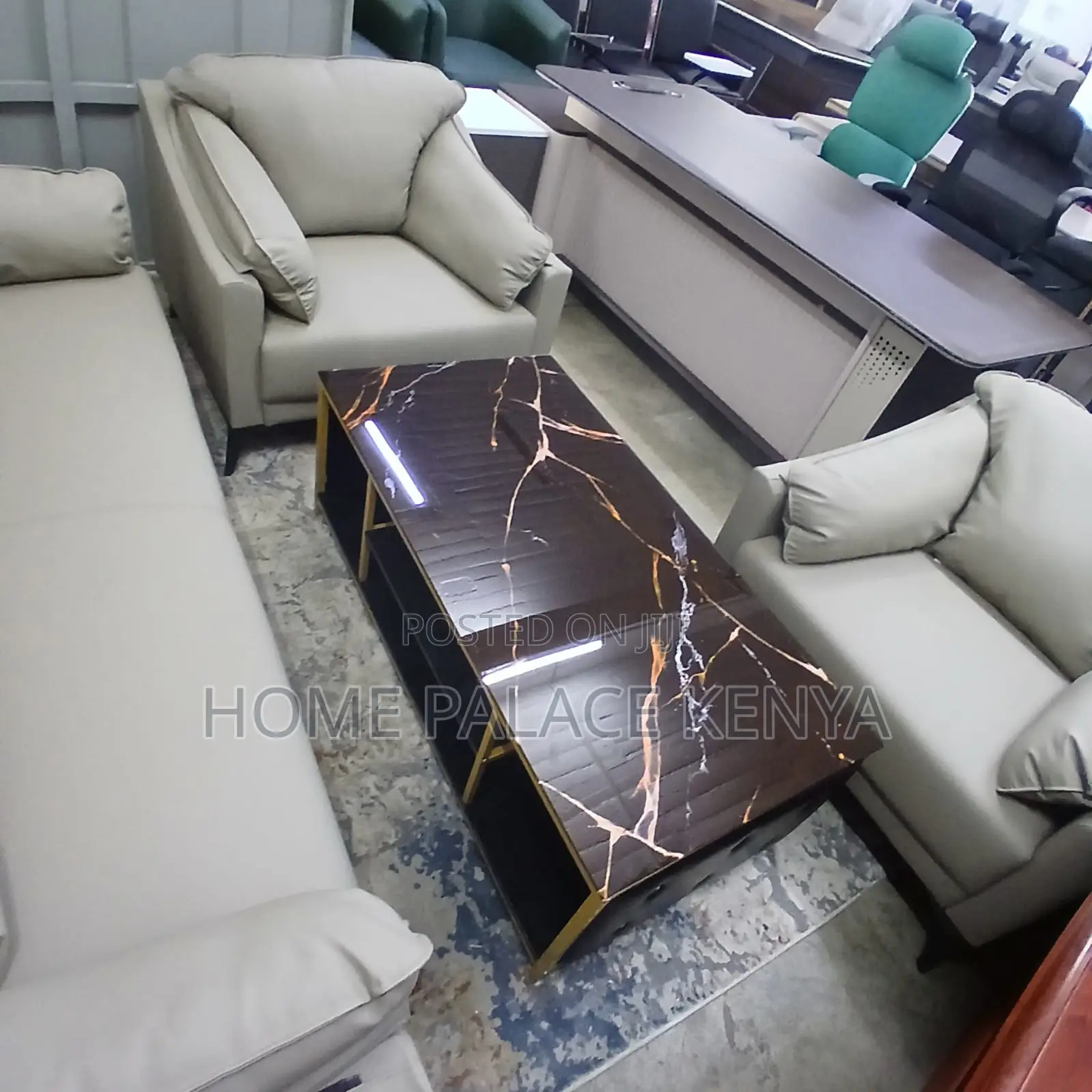 Coffee Table: Glass Table With Leather Sides Tufted With Crystals