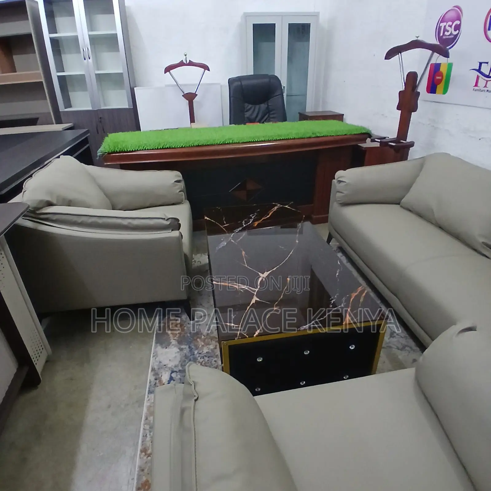 Coffee Table: Glass Table With Leather Sides Tufted With Crystals