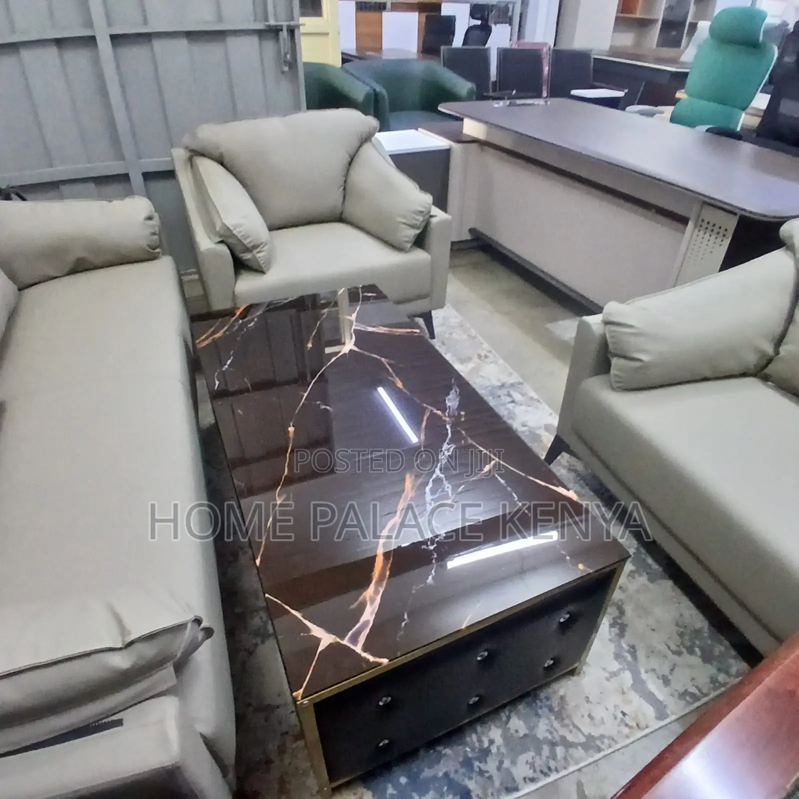 Coffee Table: Glass Table With Leather Sides Tufted With Crystals