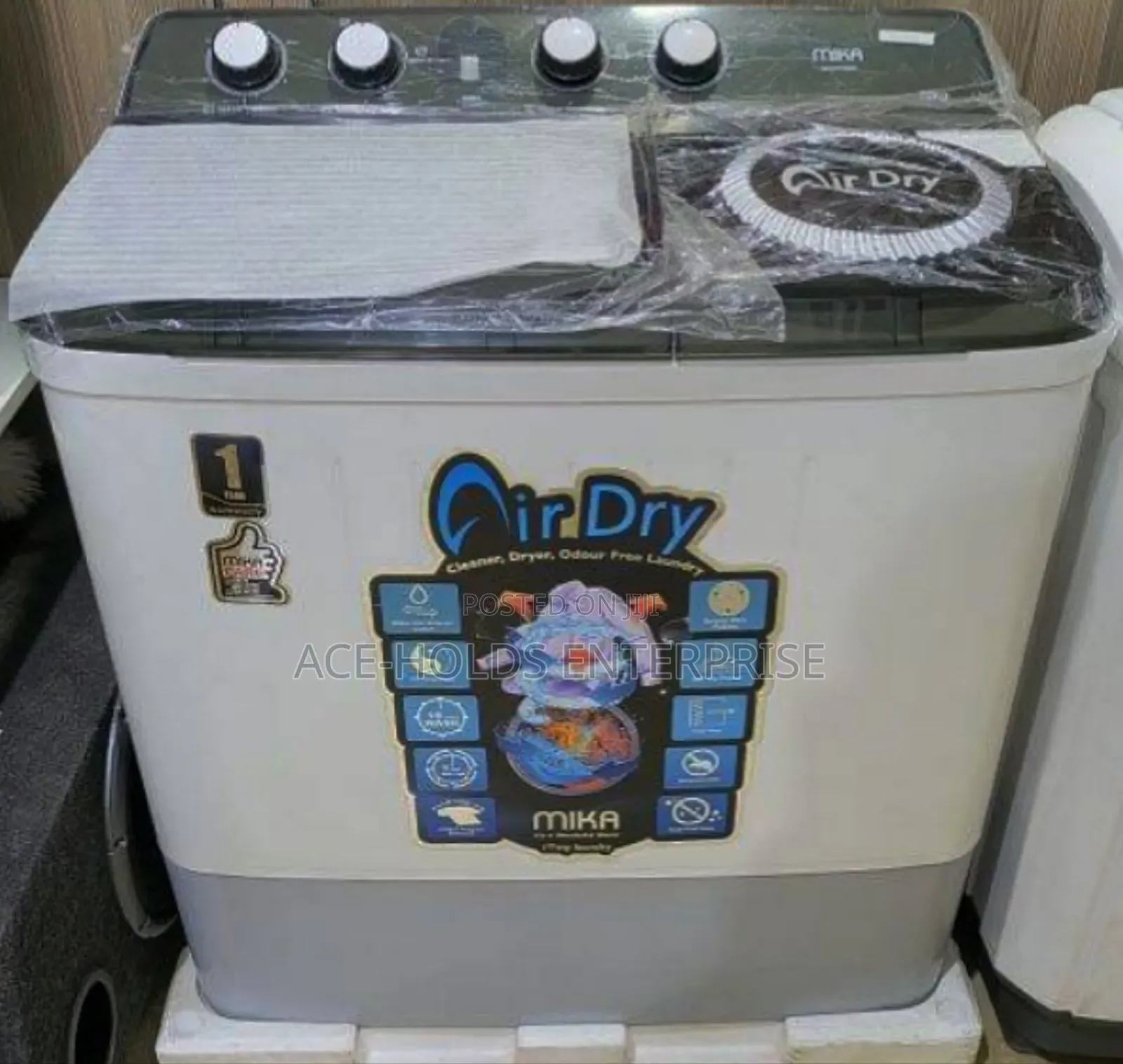 Mika Twin Tub Washing Machine, 10 KGS - White (Air Dry Technology)