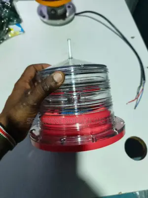 Red Solar-Powered Marine Navigation Beacon