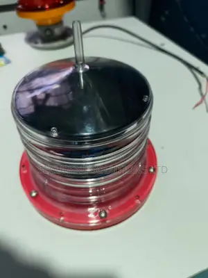 Red Solar-Powered Marine Navigation Beacon