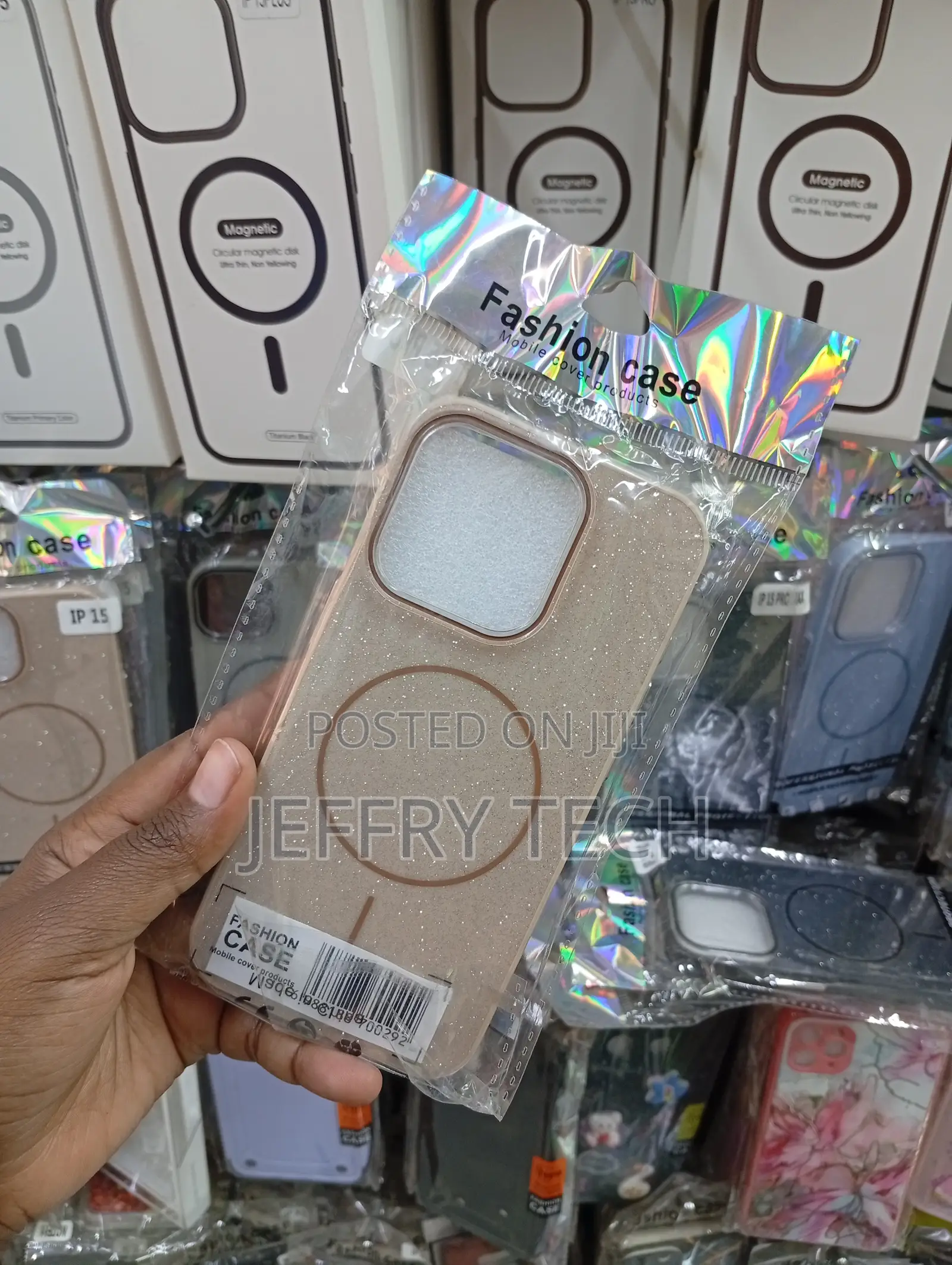 iPhone 15 Pro Shimmering, Beige Glitter Phone Case