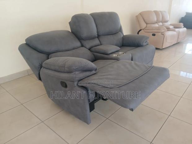 Grey 2 Seater King-Size Recliner Sofa - thumbnail 2