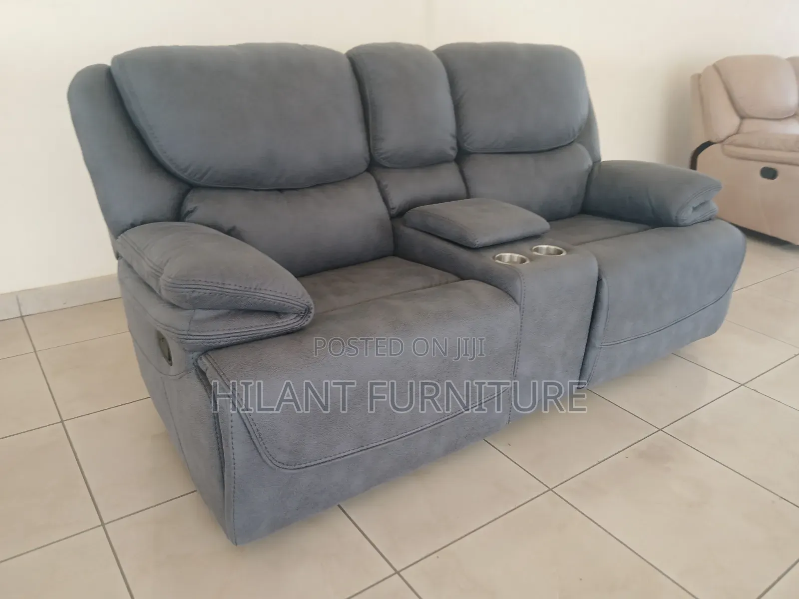 Grey 2 Seater King-Size Recliner Sofa