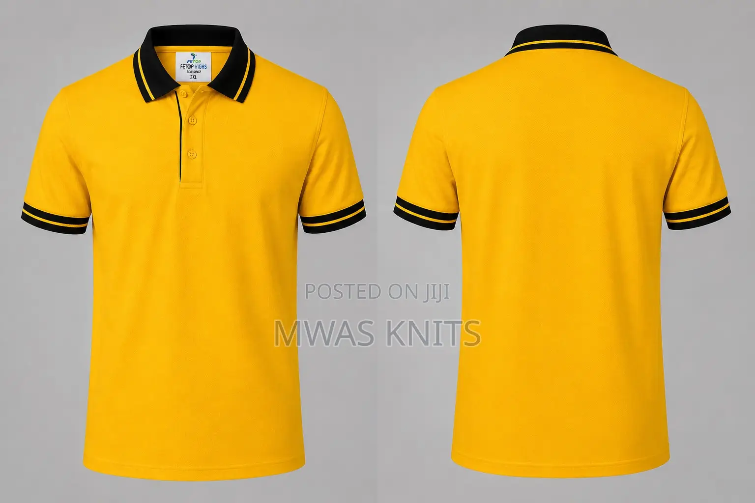 Yellow Collar Black Polo T Shirt Fashion Cute