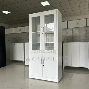 2-Door Half Glass Cabinet With Shelves