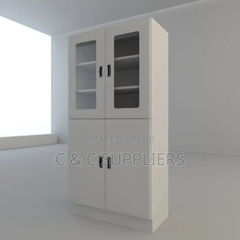 2-Door Half Glass Cabinet With Shelves