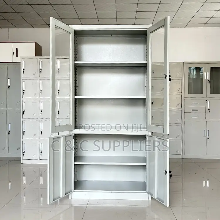 2-Door Half Glass Cabinet With Shelves