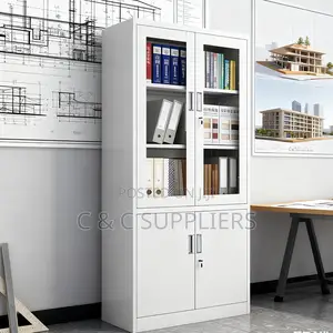 2-Door Half Glass Cabinet With Shelves