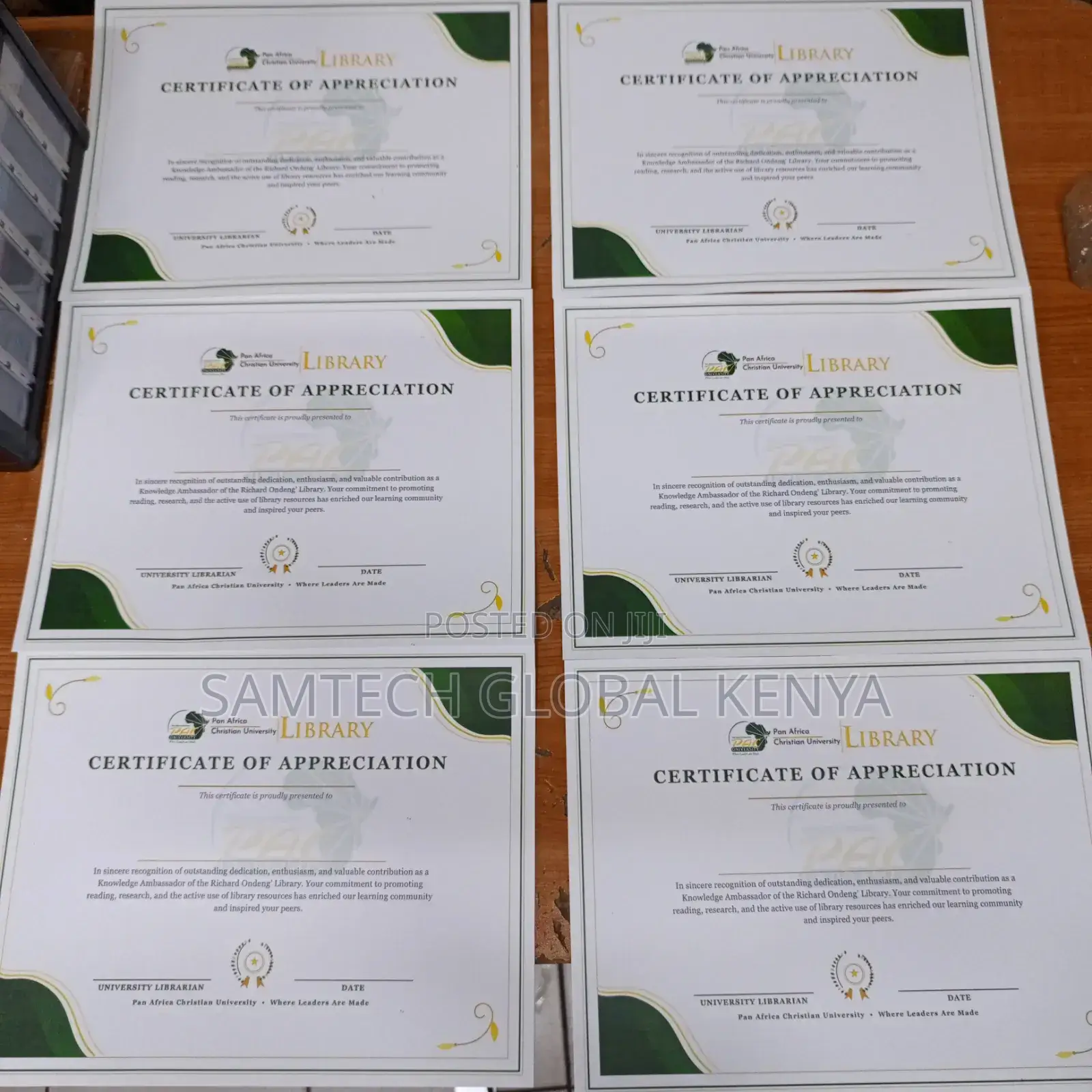 Certificate Printing Service Available