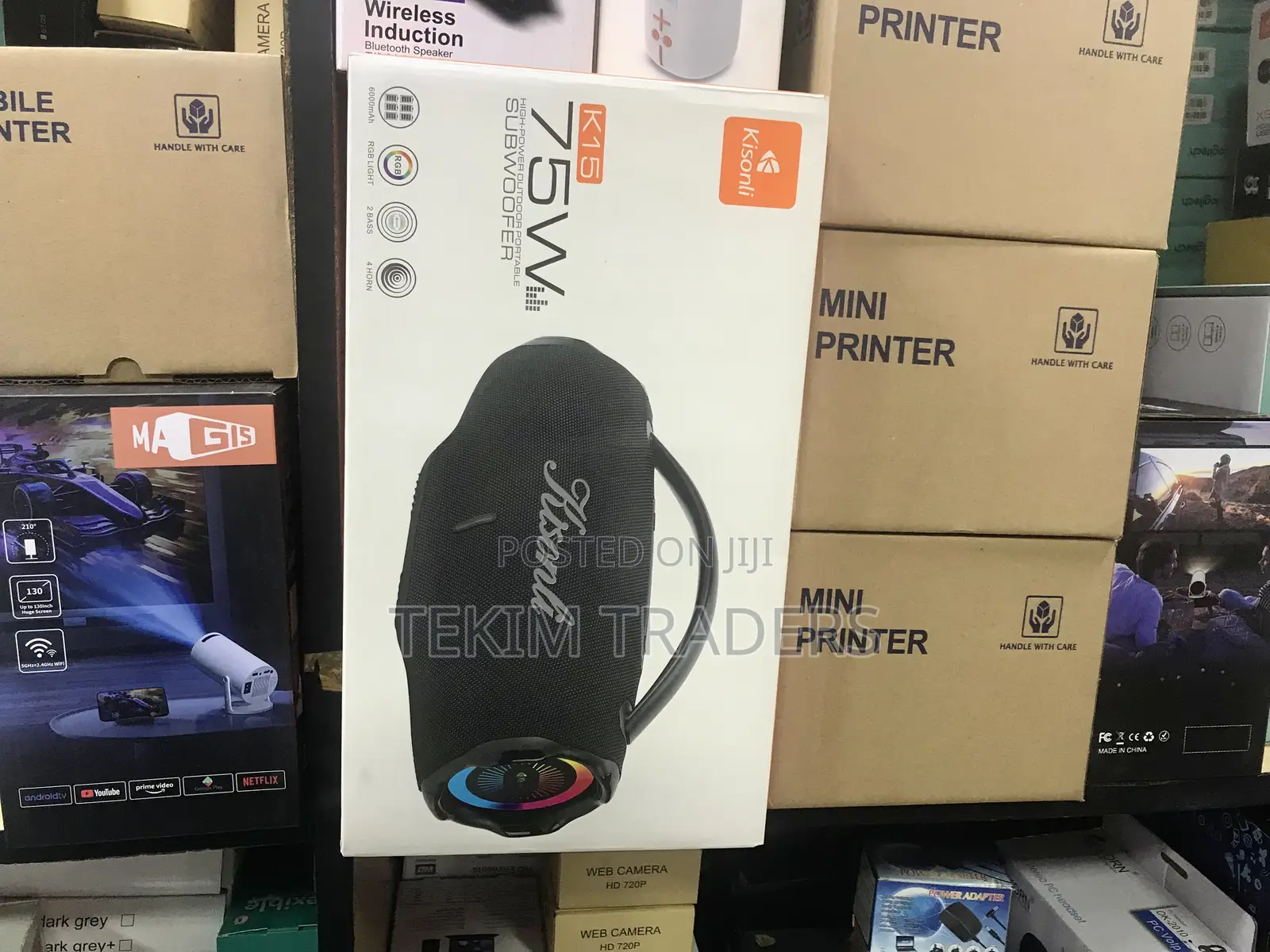 Kisonli 75w Portable Bluetooth Speaker 6000mah RGB Lights