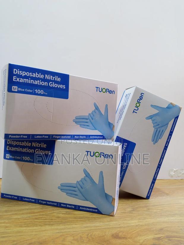 Blue Nitrile Gloves - Powder Free Disposable Examination Gloves - thumbnail 2