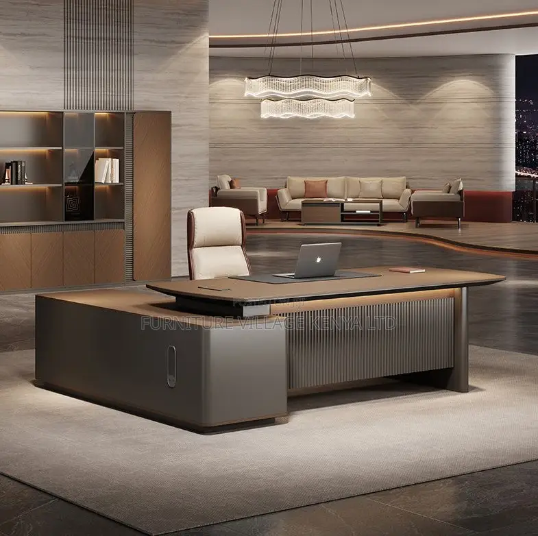 1.8m L-Shaped Office Desk With Curved Edges