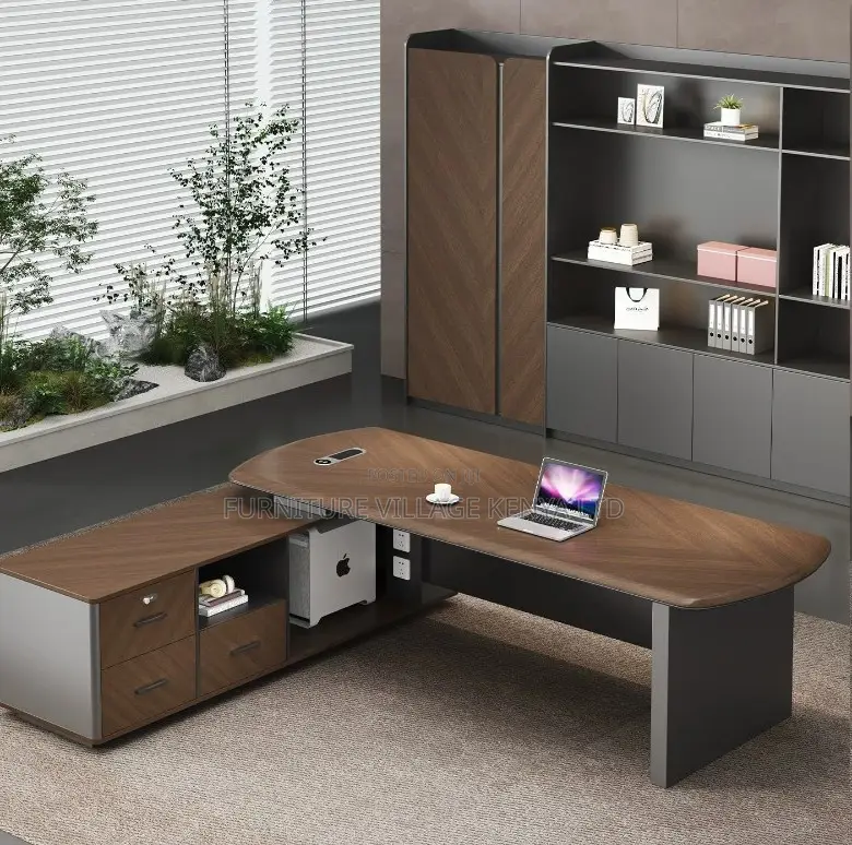 1.8m L-Shaped Office Desk With Curved Edges