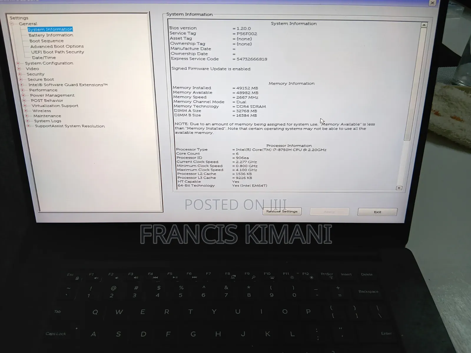 Laptop Dell XPS 15 (9560) 48GB Intel Core i7 SSD 1T