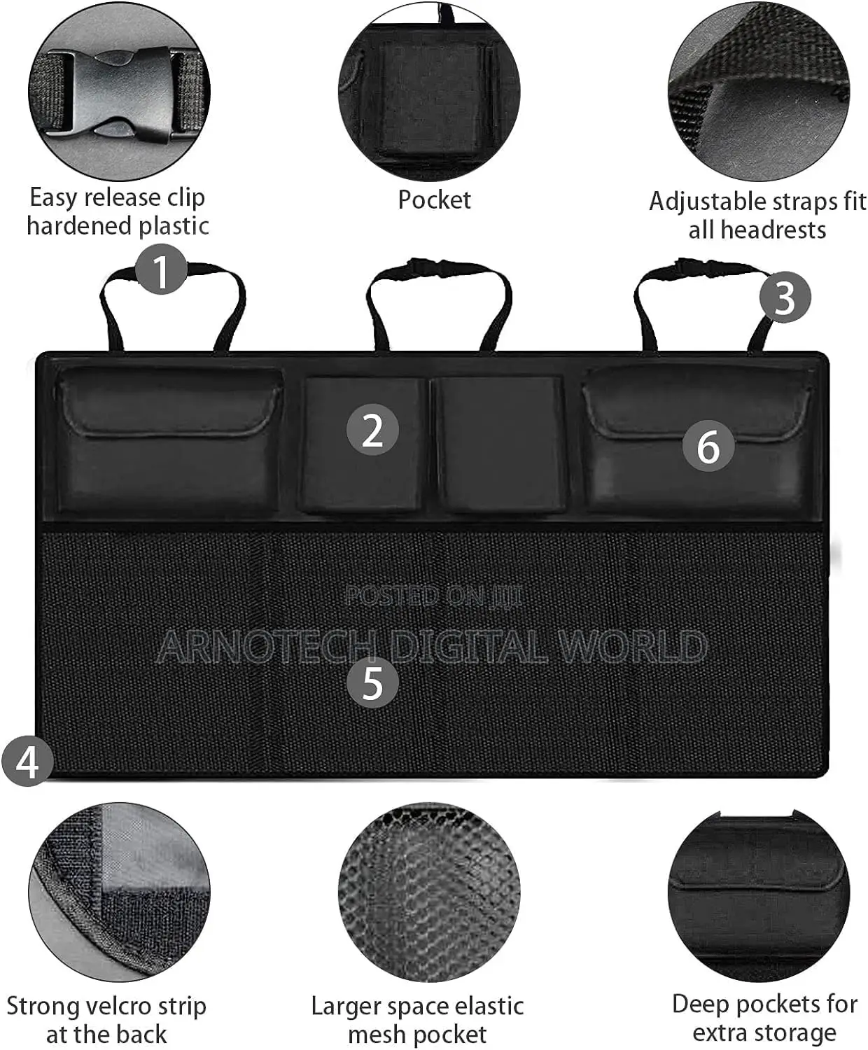 Car Trunk Organizer Adjustable Backseat Storage Bag