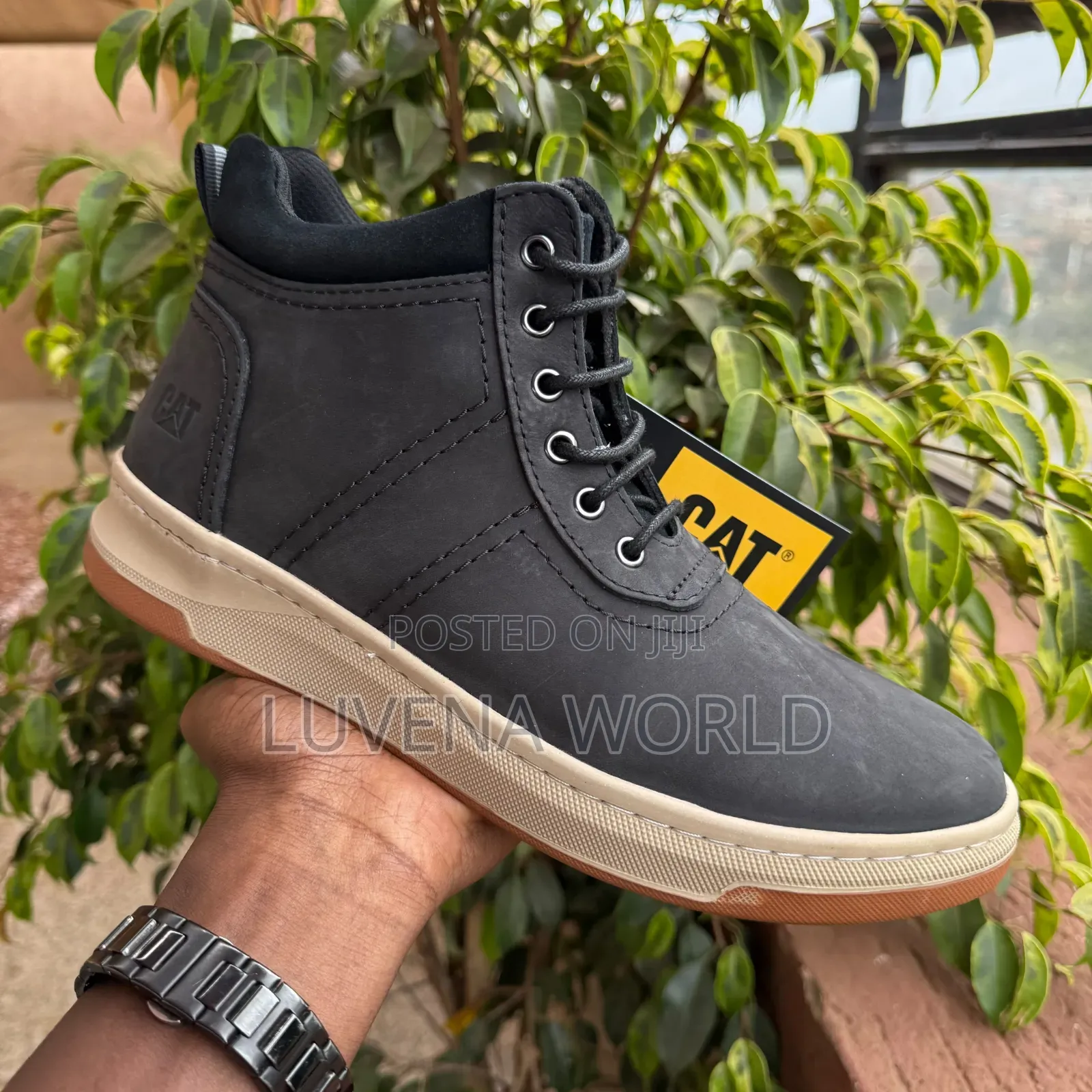 Black and Gray Leather Boots