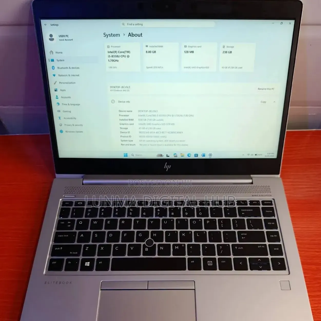 Laptop HP EliteBook 840 G5 8GB Intel Core i5 SSD 256GB
