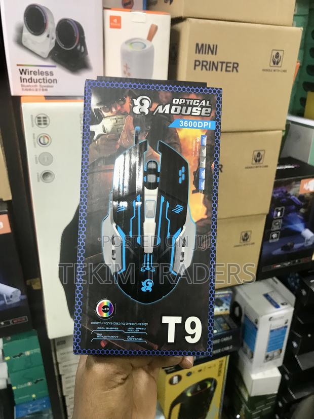 T9 3600dpi Wired Gaming Mouse With Led Adjustable Dpi 6 Buttons