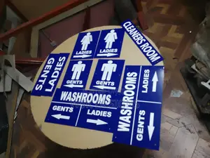 Washrooms Door Blue Labels